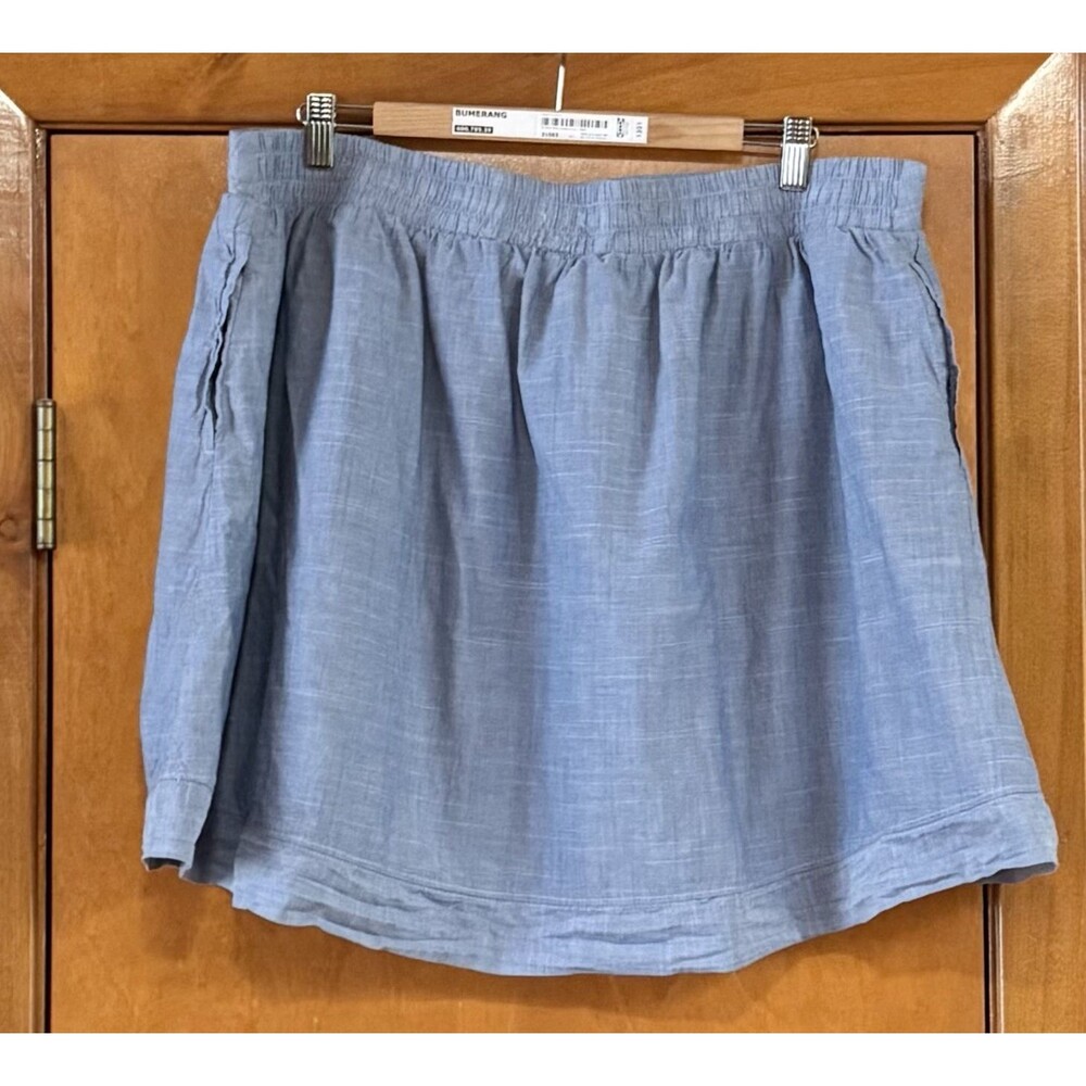 Merona Chambray Denim A Line Skirt Womens XXL Drawstring Elastic Waist Pockets - Picture 5 of 8